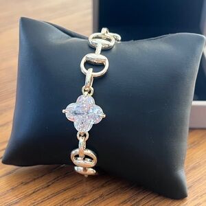 Gold CZ Horse-Bit Bracelet